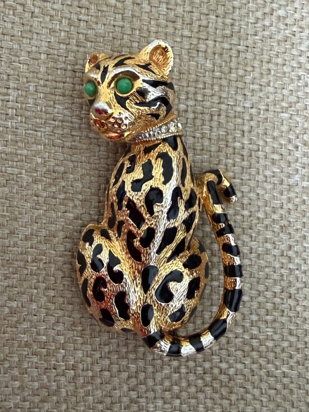 D’Orlan Boucher 2664 Green eyed Leopard Brooch -